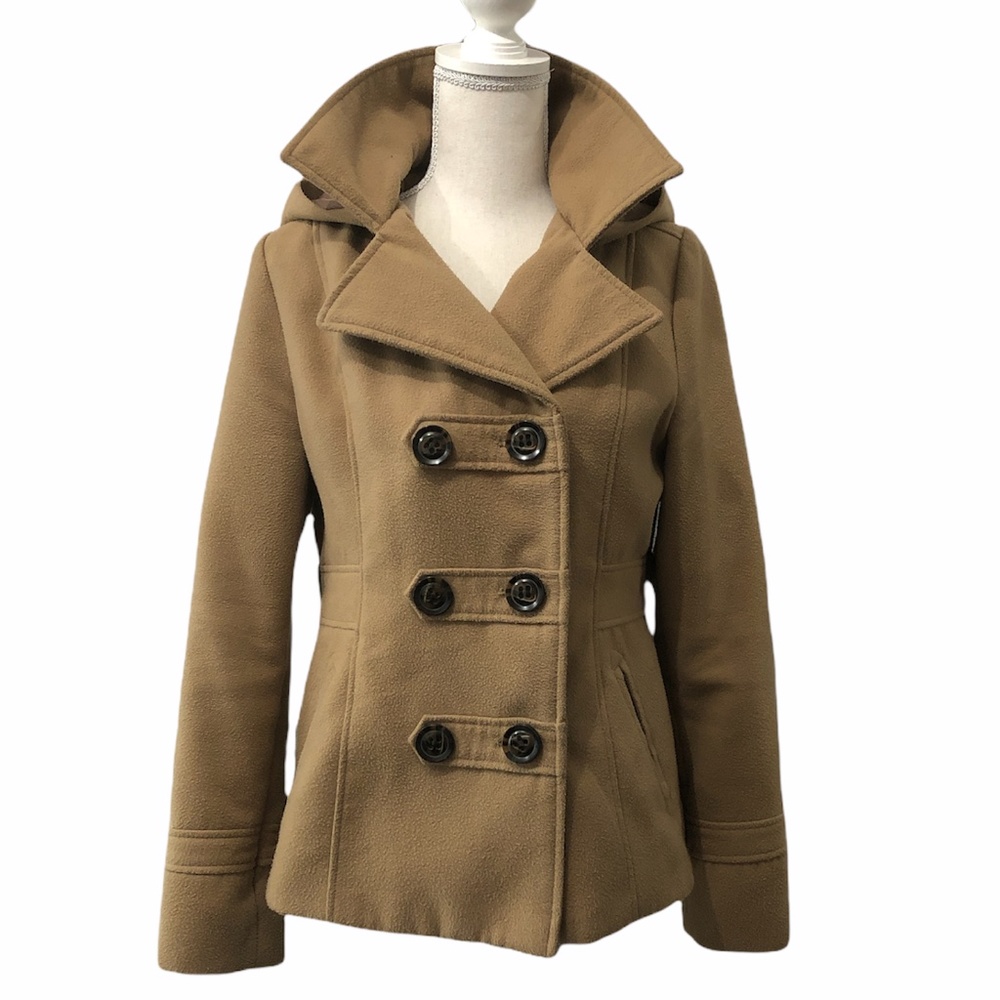 American Rag Tan Peacoat Buttons Hood